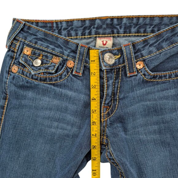 Vtg True Religion Rainbow Joey Flare Jeans Womens Blue Low Rise Big T Size 29 - Picture 8 of 11